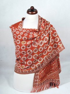 Šála z merino vlny s vyšíváním oranžová