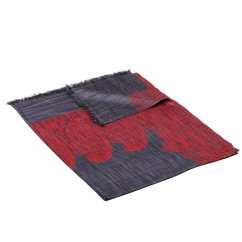 Schal aus Viskose und Seide mit Ornamenten Tsering dunkelgrau mit Rot