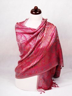 Hedvábná šála Super velká Drolma v barvě magenta