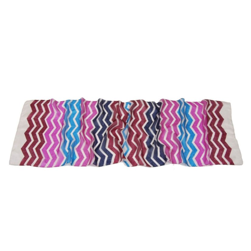 Hedvábná šála s potiskem s fialově růžovou a bordó