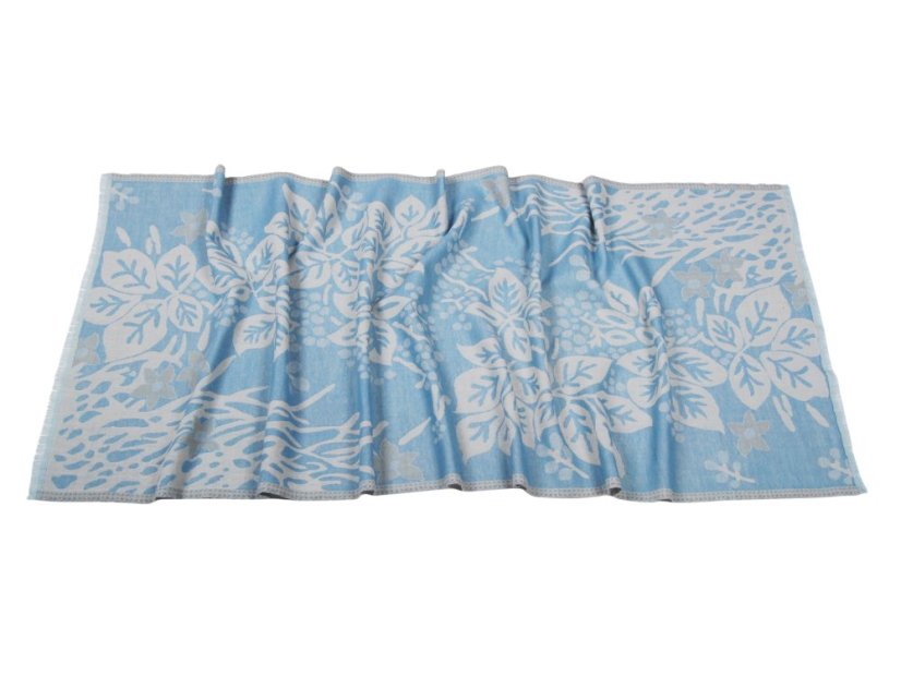 Schal aus Merinowolle hellblau-cremefarben