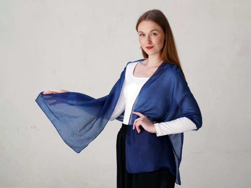 Seidenschal einfarbig dunkelblau