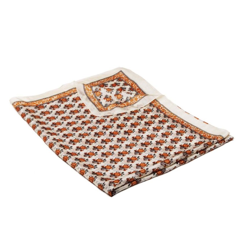 Seidenschal mit Aufdruck groß cremefarben mit dunkler Goldfarbe und Schwarz