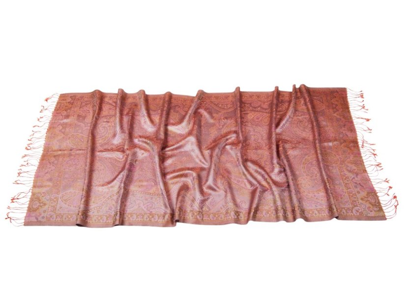 Seidenschal Super groß in Lachs-Farbe mit Lila