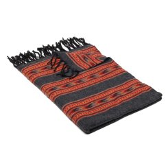 Šál z viskózy a akrylu tmavošedý s červenou