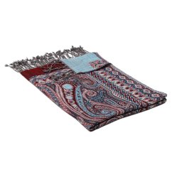 Šála z merino vlny s tyrkysovou a bordó