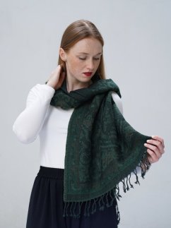Schal aus Merinowolle dunkelgrün