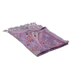 Šála z merino vlny s vyšíváním světle modrofialová