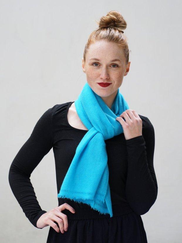 100% Kaschmirschal exklusiv schmal türkis