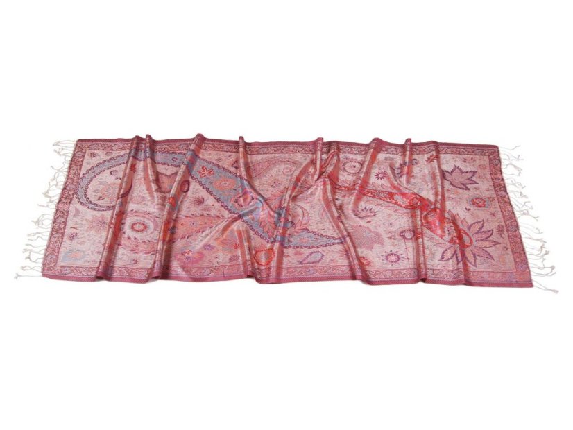 Seidenschal Super mittelgroß rosa-cremefarben mit Hellblau