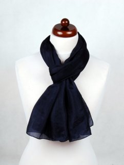 Hodvábny šál jednofarebný čiernomodrý