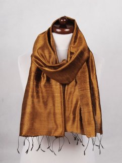 Šál zo surového hodvábu tmavozlatý