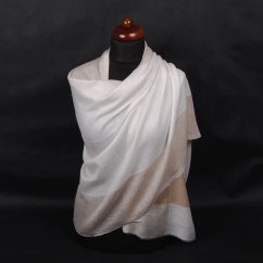 Originálna kašmírová pašmína smotanová so svetlošedohnedou farbou