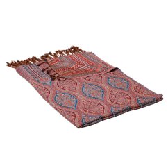 Šála z viskózy Jamavar s tmavě červenou a tyrkysovou