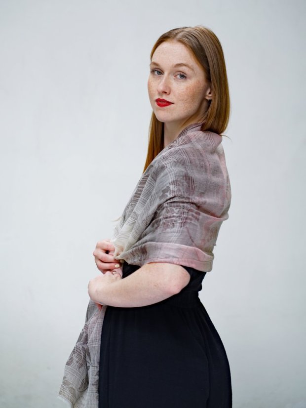 Kašmírska vlnená pašmína exclusive so svetloružovou farbou