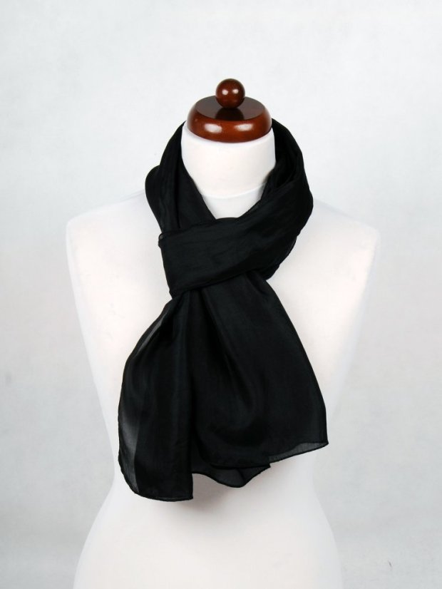 Hedvábná šála jednobarevná černá