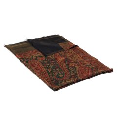 Kašmírska vlnená pašmína Khani Jamavar exclusive zeleno-červená