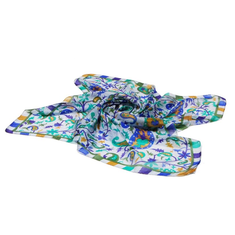 Seidentuch mit Aufdruck hellgrün-dunkelblau-grün