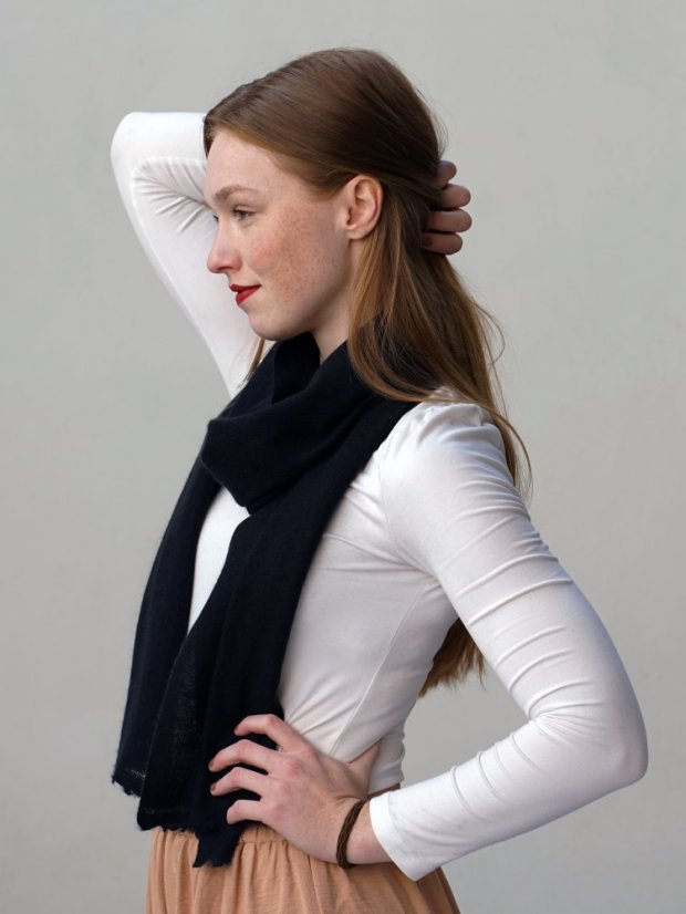 100% Kaschmirschal exklusiv schmal schwarz