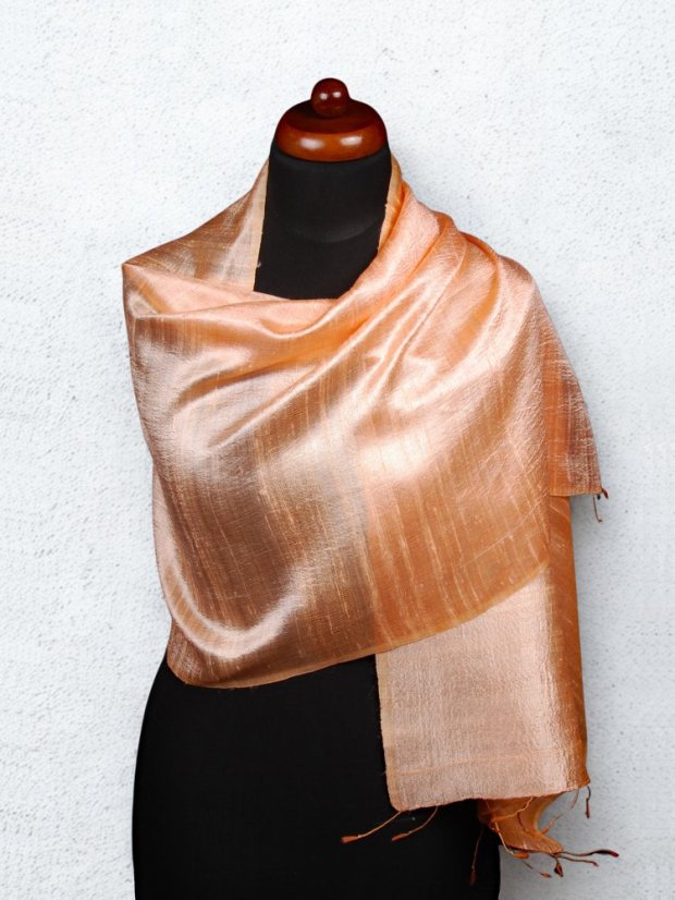 Schal aus Rohseide pfirsichfarben