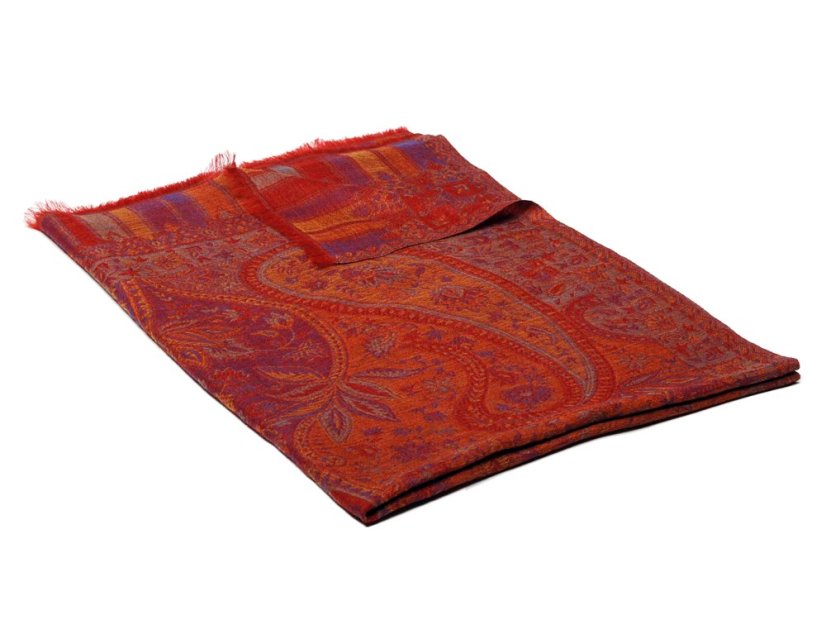 Kašmírská vlněná pašmína Khani Jamavar exclusive červená