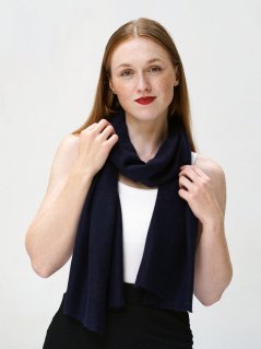 100% kašmírová šála exclusive úzká tmavě modrá