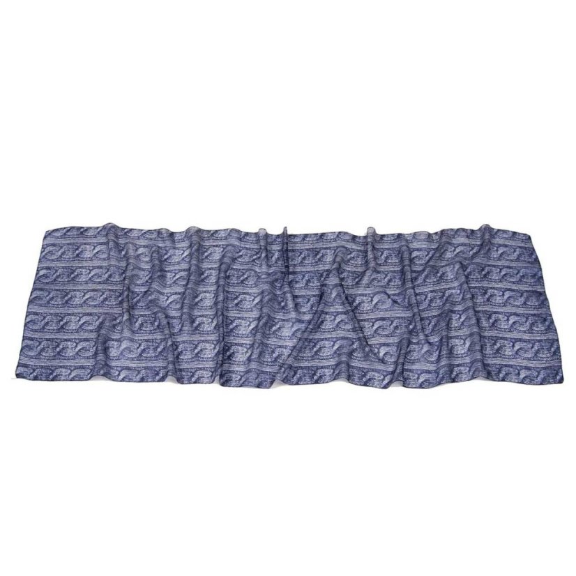 Hodvábny šál s potlačou tmavomodro-biely