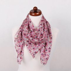 Hedvábný šátek s potiskem růžovo-smetanový