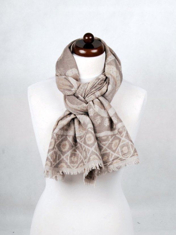 Šála z merino vlny béžovo-šedá