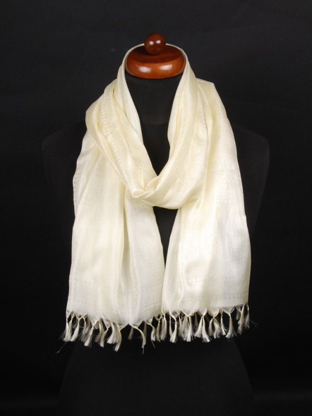 Hedvábná šála z Váránasí světle žlutá