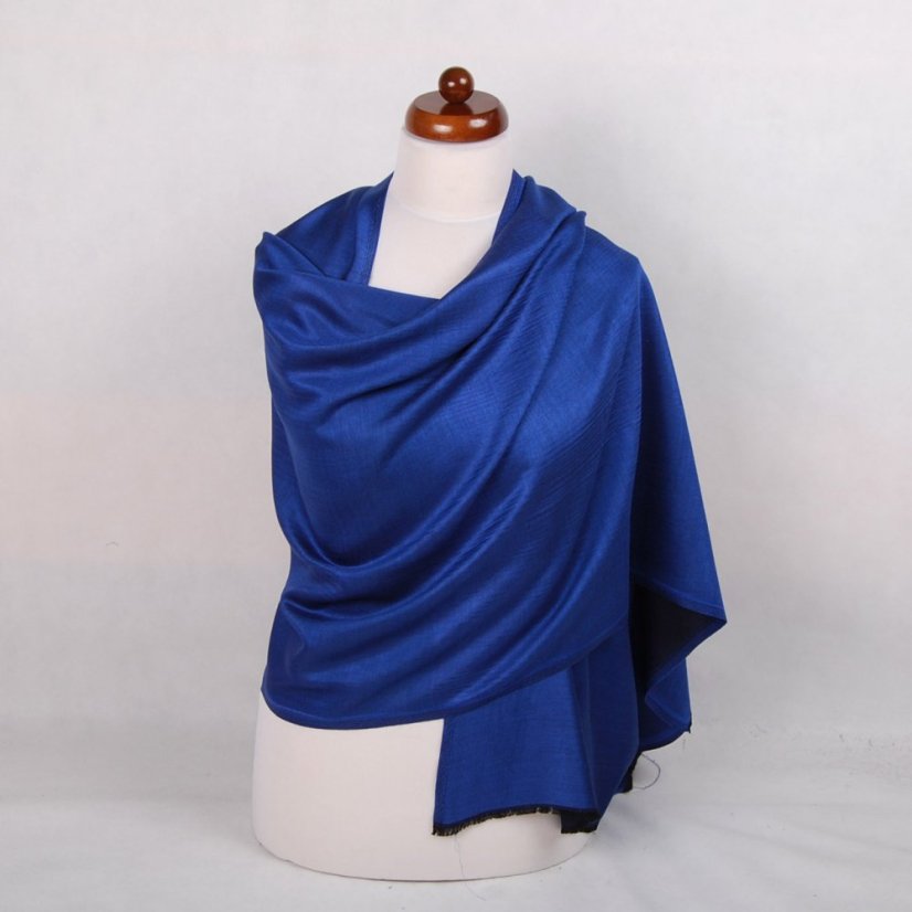 Šál z viskózy a hodvábu obojstranný modro-čierny