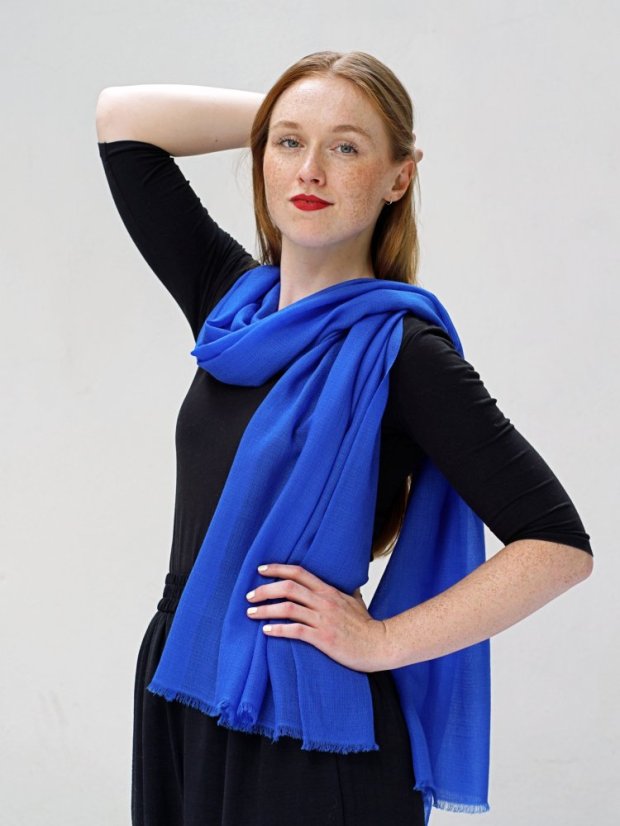 Ring-pashmina exklusiv blau