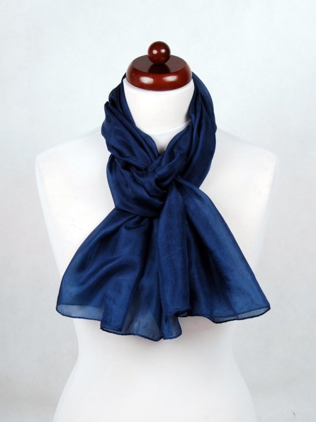Hedvábná šála jednobarevná tmavě modrá