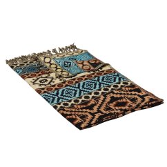 Šála z viskózy vícebarevná s hnědou a světle tyrkysovou