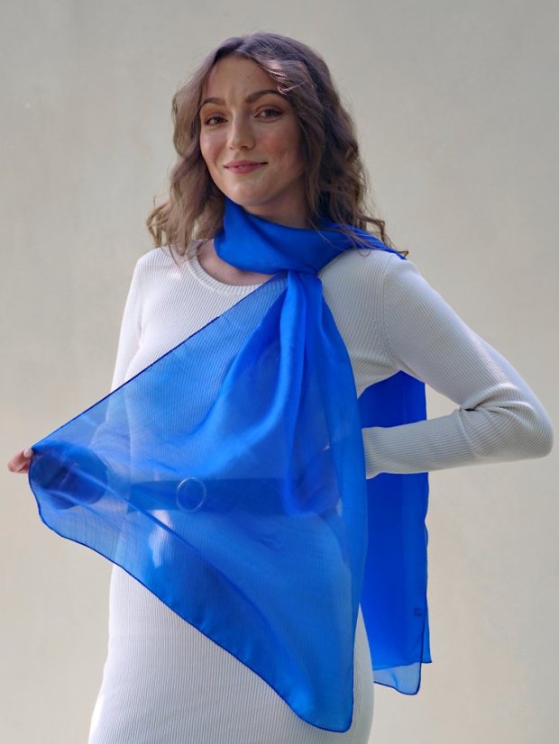 Seidenschal einfarbig königsblau