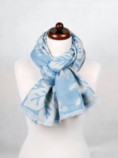 Šála z merino vlny světle modro-smetanová
