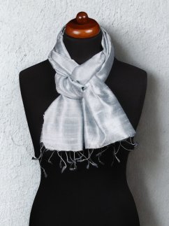 Šála ze surového hedvábí světle šedá