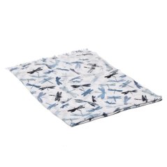 Šála z viskózy tenká bílá s šedomodrou