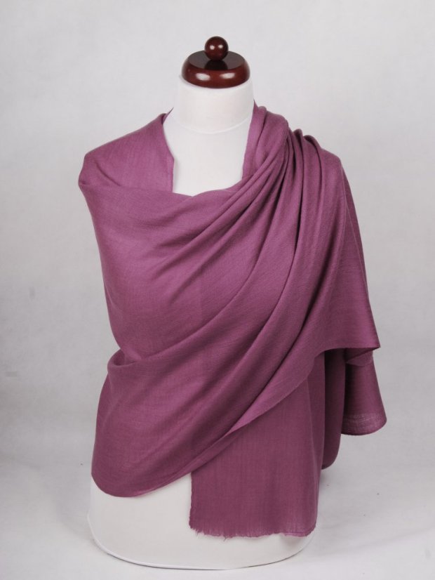 Kašmírská vlněná pašmína Self šedofialová