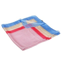 Hodvábna šatka s potlačou ružová so svetlomodrou farbou