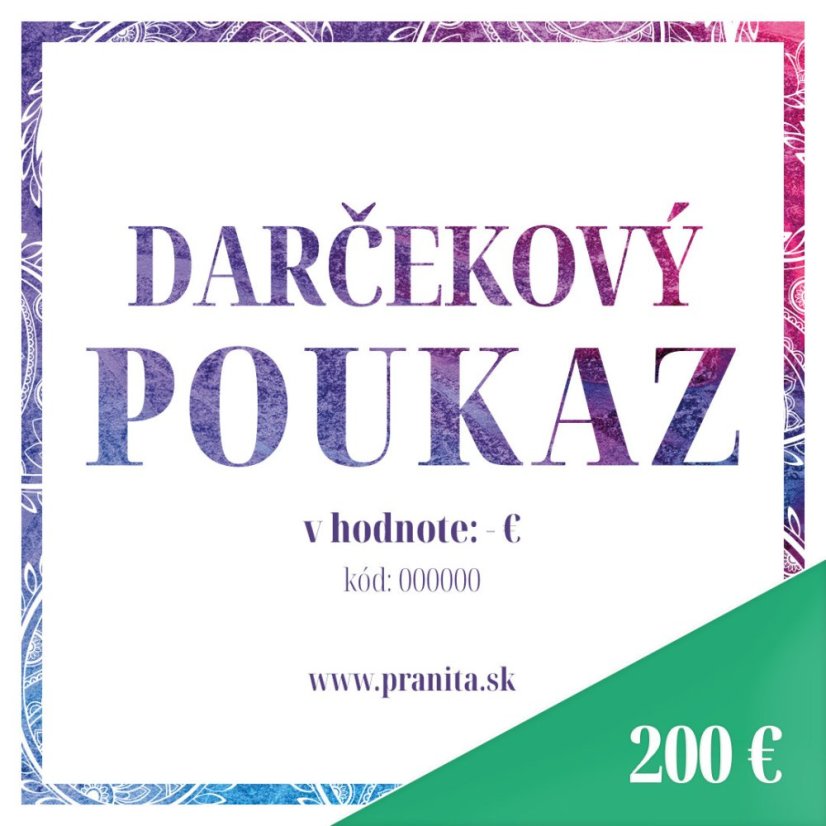Darčekový poukaz v hodnote 200 € Darčekový poukaz v hodnote 200 €