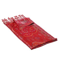 Hodvábny šál Super stredný červený s magentou a žltou farbou