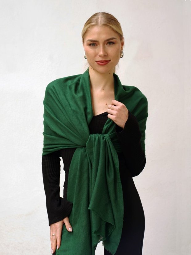 Pashmina-Wollschal Self dunkelgrün