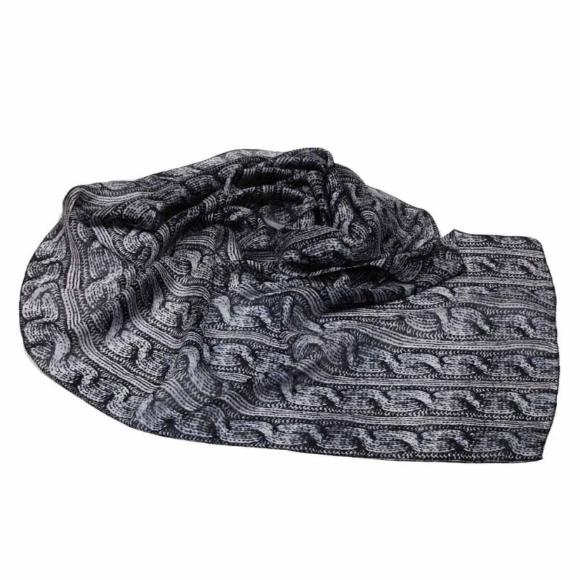 Seidenschal mit Aufdruck schwarz-grau
