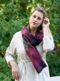 Kaschmirische Pashmina exklusiv mit Dunkelrosa und Dunkelgrün