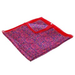 Hodvábna šatka s potlačou ružová s tmavomodrofialovou a červenou farbou