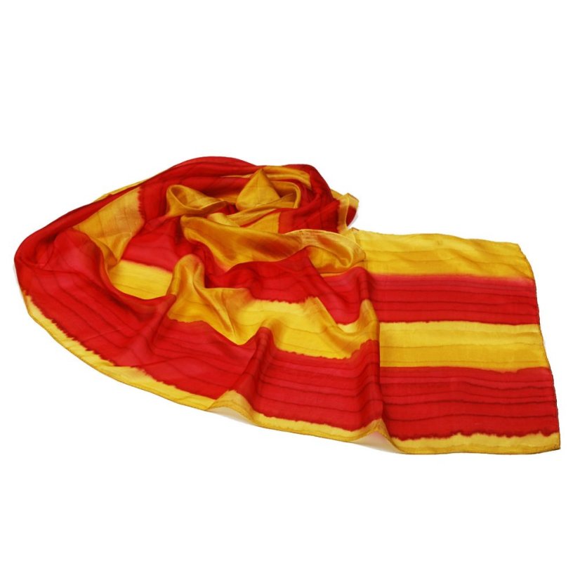 Handgemalter Seidenschal gelb-rot