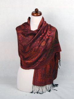 Seidenschal Super mittelgroß schwarz mit Kupfer-Farbe und Lila