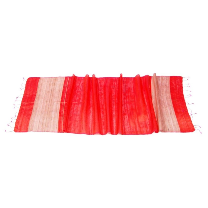 Schal aus Rohseide in Orange-Rosa mit Beige