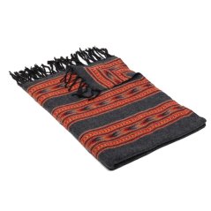 Šála z viskózy a akrylu tmavě šedá s červenou